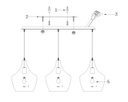 LAMPARA COLGANTE NEGRA INTERIOR DORADO ALTURA TOTAL 130CM DE 3 LUCES COMPATIBLES CON CUALQUIER BOMBILLA LED DE BASE E27