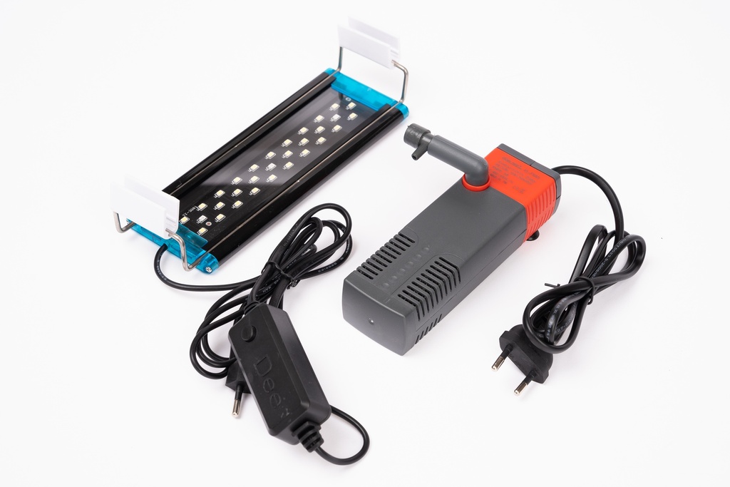ACUARIO CRISTAL SIN MARCO SILIC TRANSL. 11 L. + FILTRO (XIL) + PANTALLA LUZ LED