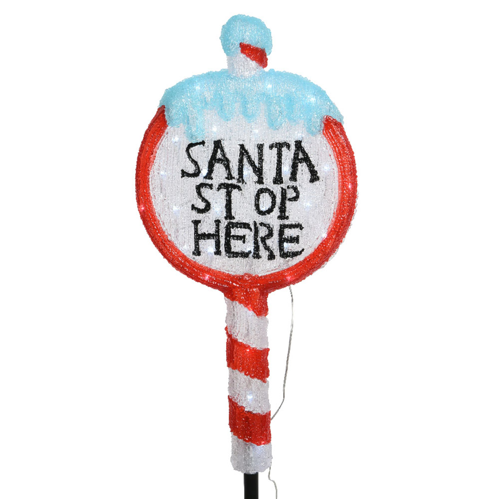 FIGURA SEÑAL STOP SANTA CON ESTACA PARA JARDIN 93cm