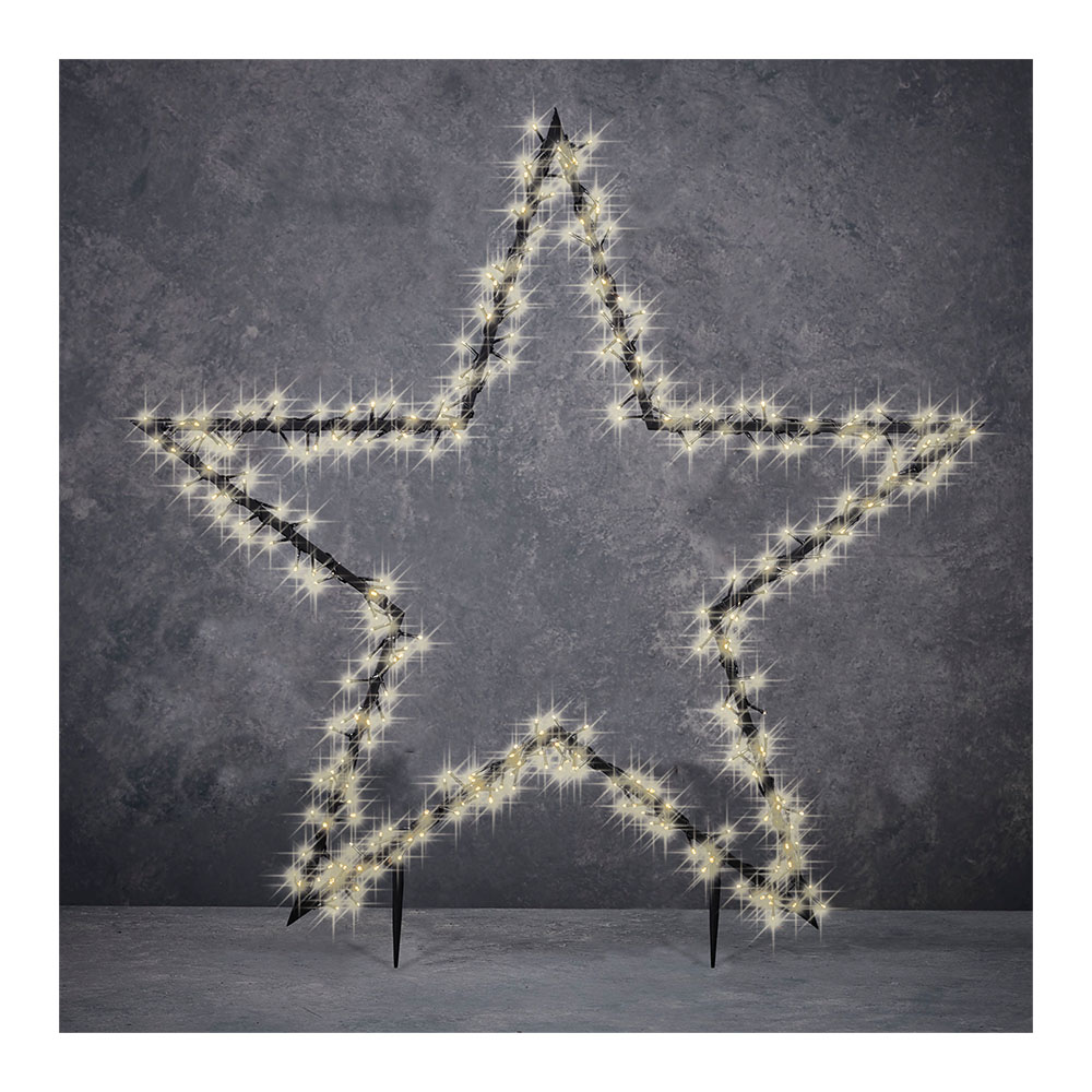 ESTRELLA PARA EXTERIOR CON GUIRNALDA DE 150 LEDS LUZ CALIDA 60x73cm
