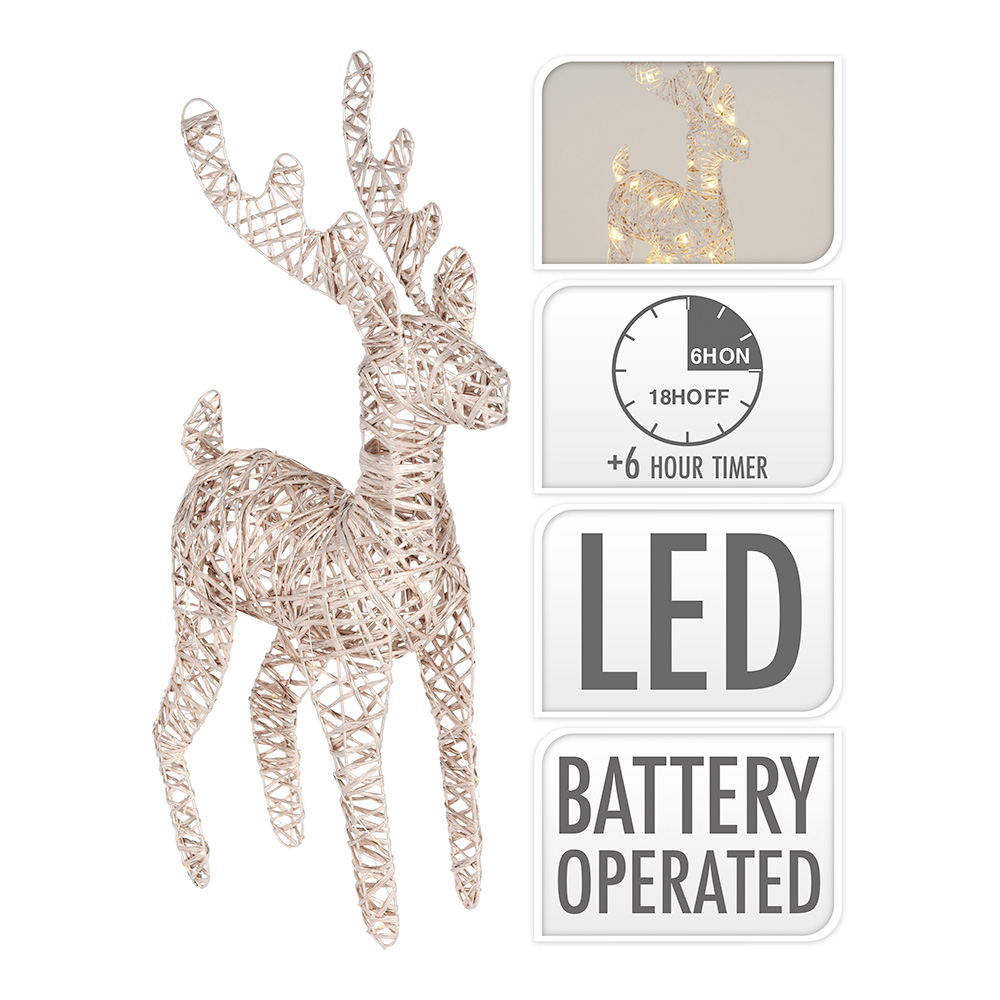 RENO DORADO CON 50 LEDS  LUZ CALIDA