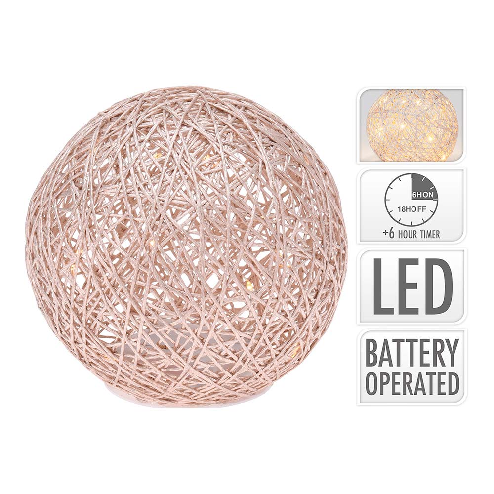 BOLA CON 15 LEDS Ø15cm DORADA BLANCO CALIDO