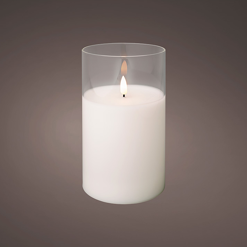 ULT. UNIDADES VELA VASO CRISTAL Ø10x17,5cm 1 LED  COLOR BLANCO