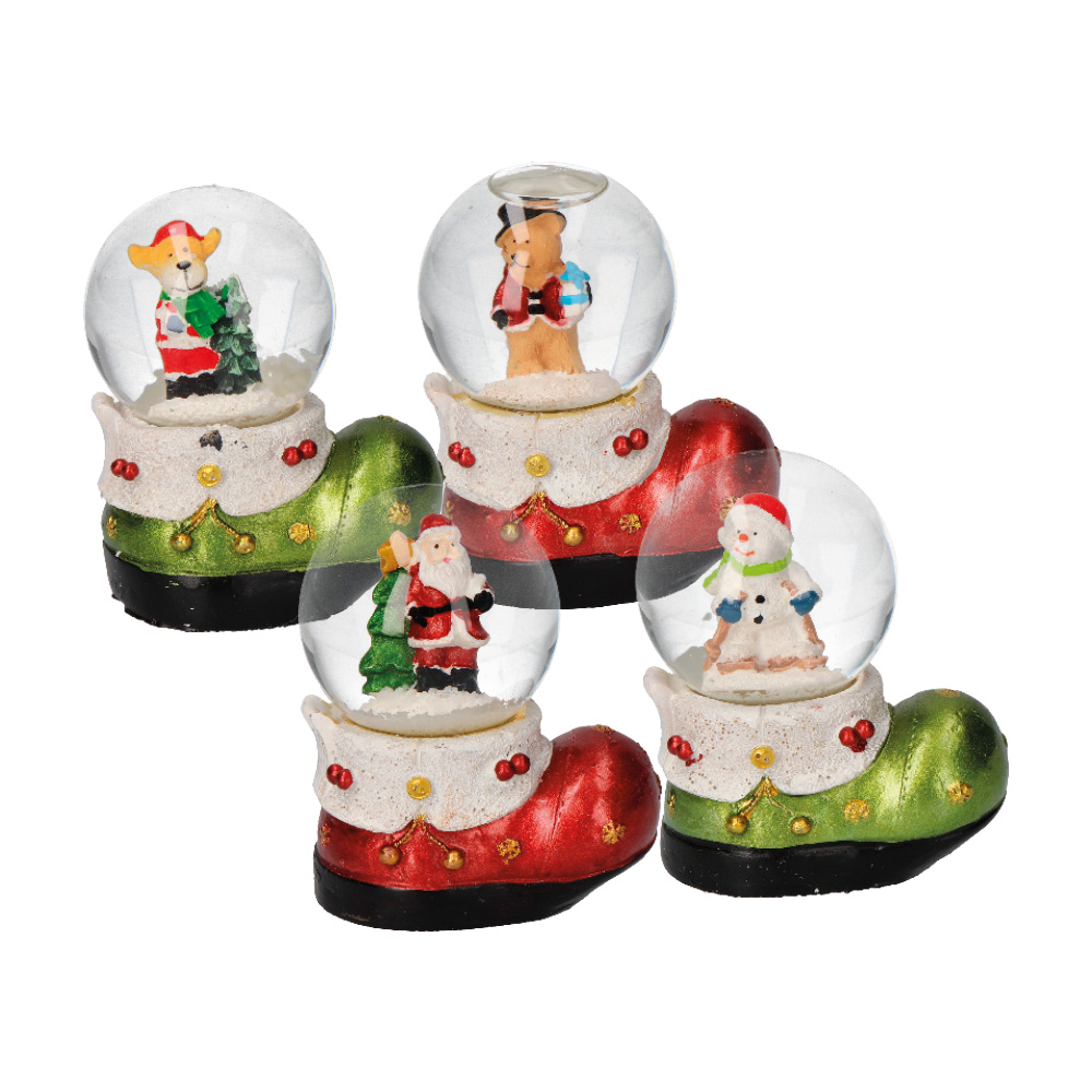 BOLA DE CRISTAL CON FIGURA NAVIDEÑA 6,5x4,5x6cm