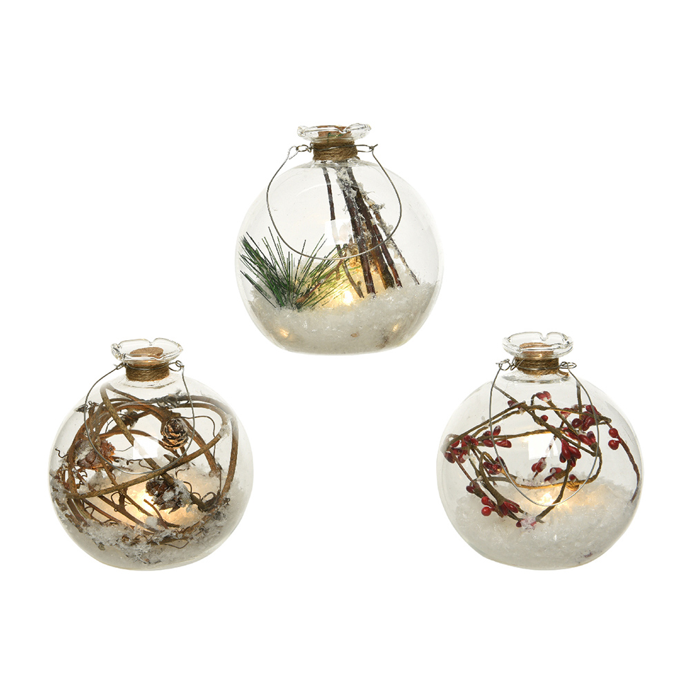 BOLA DECORATIVA LED CON ELEMENTOS NATURALES Ø10cm
