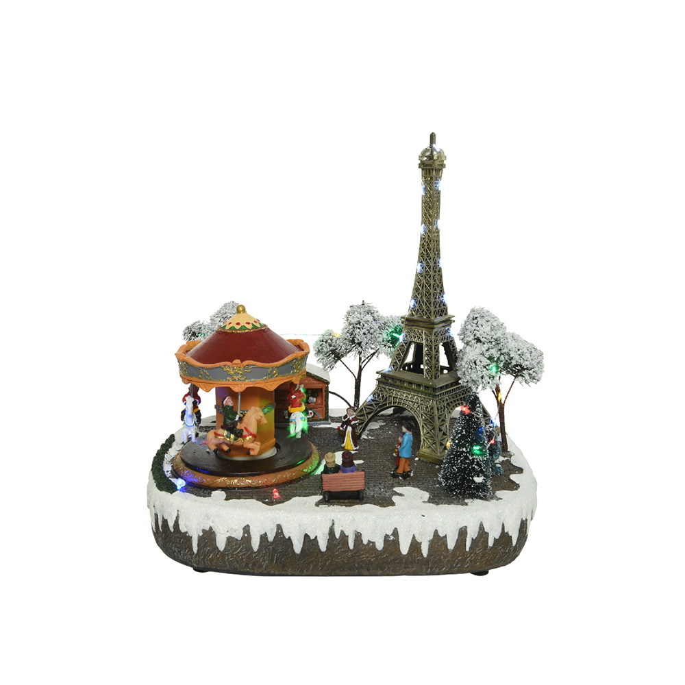 ESCENA NAVIDEÑA PARIS CON LUZ, MUSICA Y MOVIMIENTO 29x24x30cm