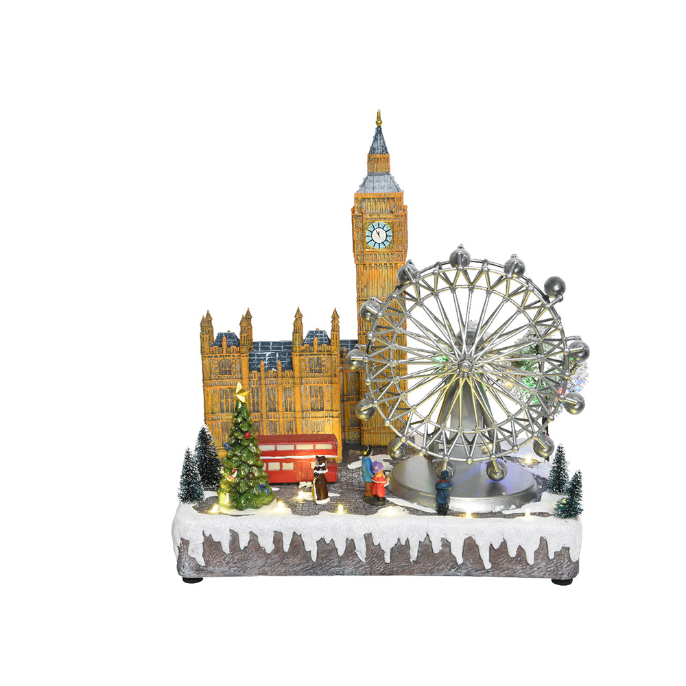 ESCENA NAVIDEÑA LONDRES CON LUZ, MUSICA Y MOVIMIENTO 31x23x34cm