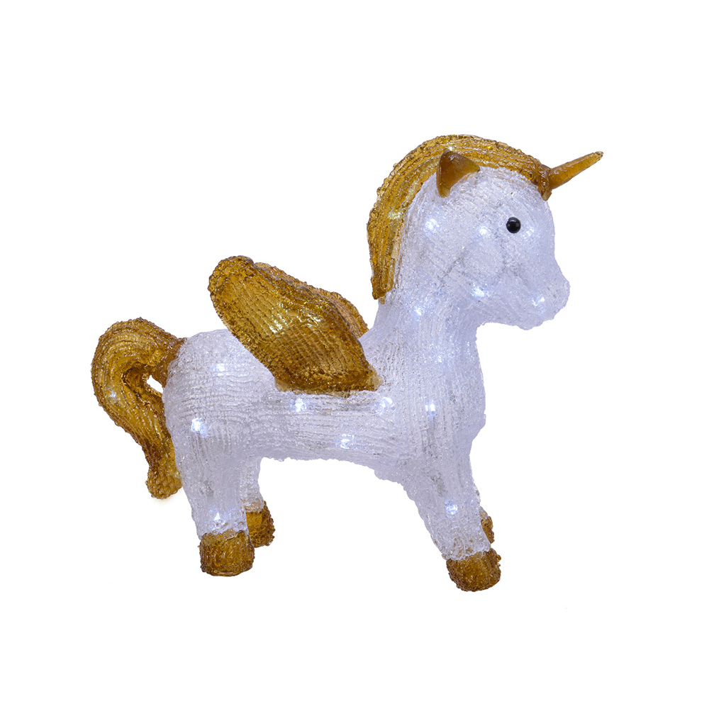 FIGURA UNICORNIO LED ACRILICO EXTERIOR 17x33x38cm