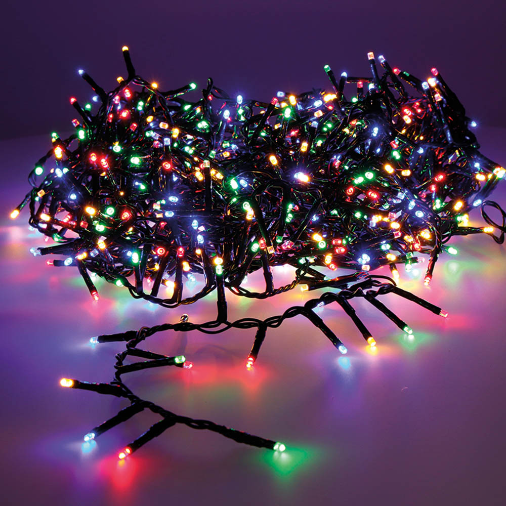 GUIRNALDA LED COMPACT PARPADEANTE EXTERIOR MULTICOLOR 16m  500 LEDS CABLE VERDE