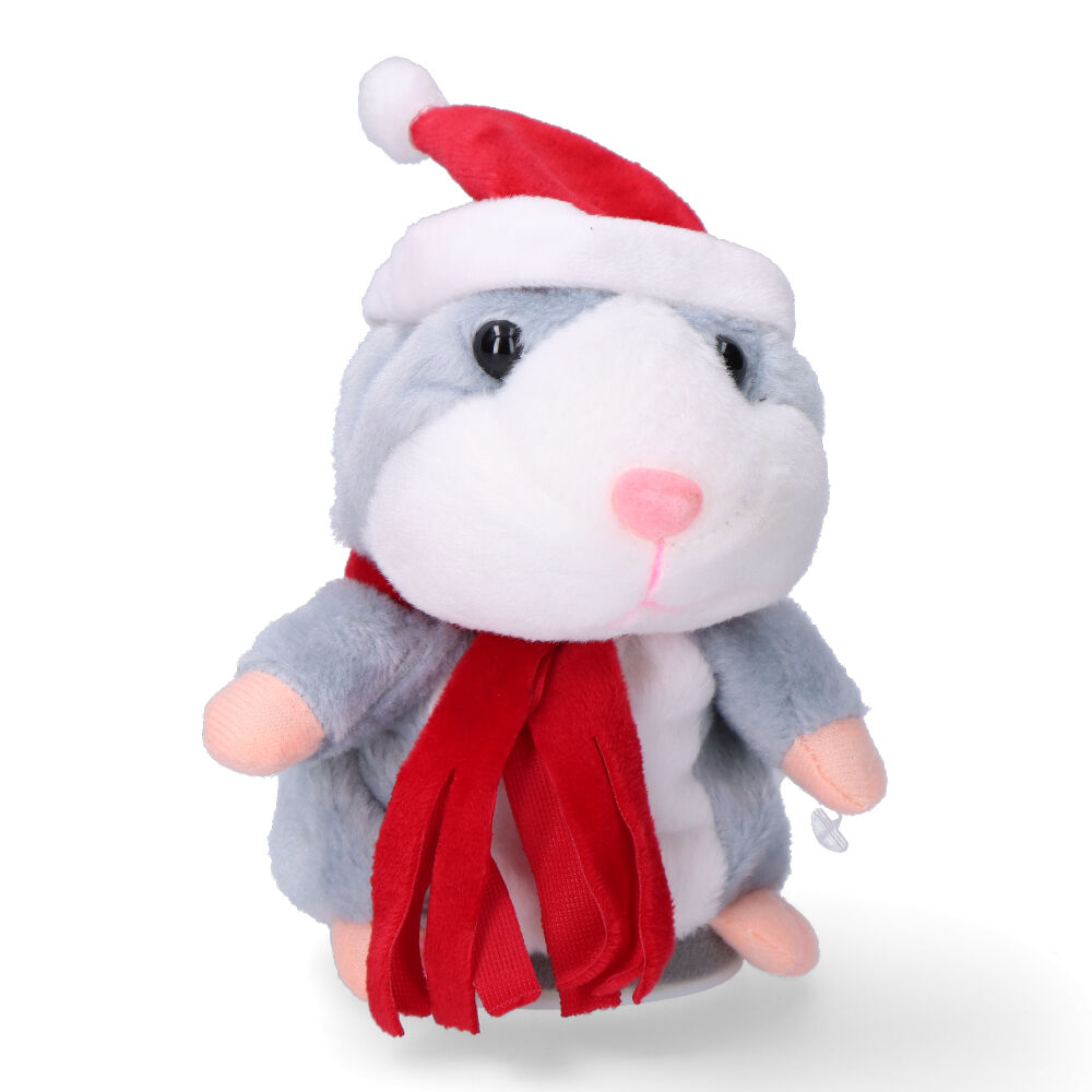 HAMSTER NAVIDEÑO DE FELPA 10x11x12cm