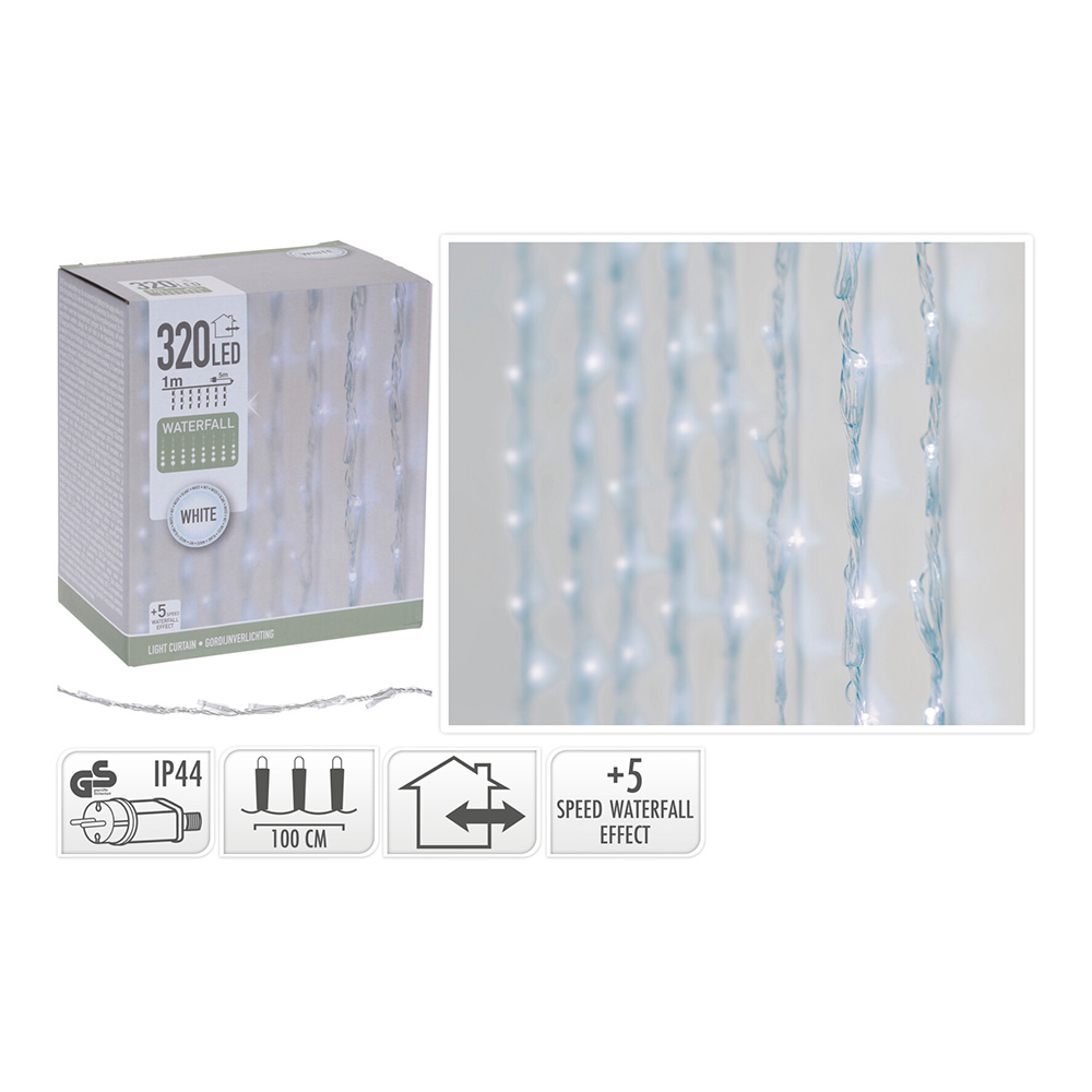 CORTINA 320 LEDS BLANCO FRIO CON 5 FUNCIONES  1x2m