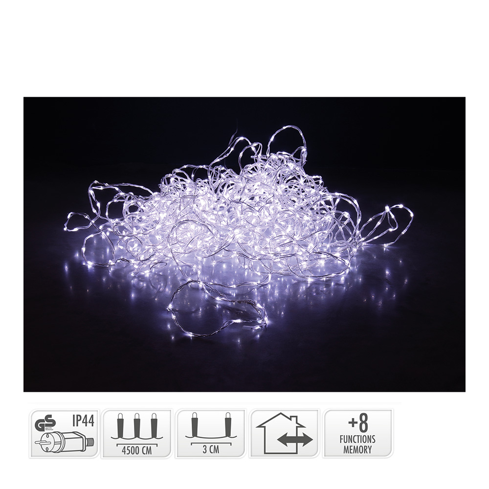 ULT. UNIDADES GUIRNALDA SOFT WIRE 1500 LEDS BLANCO FRIO 8 FUNCIONES 48m