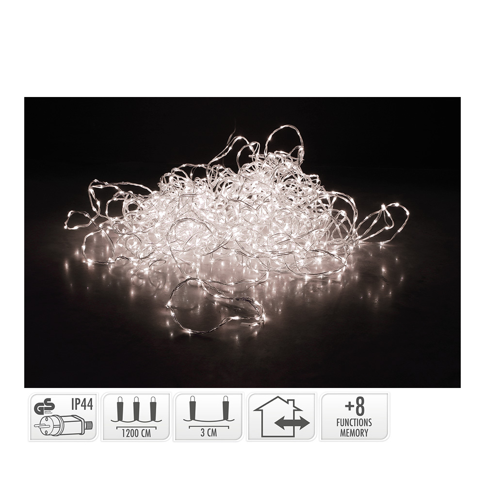 GUIRNALDA SOFT WIRE 400 LEDS BLANCO CÁLIDO 8 FUNCIONES 15m