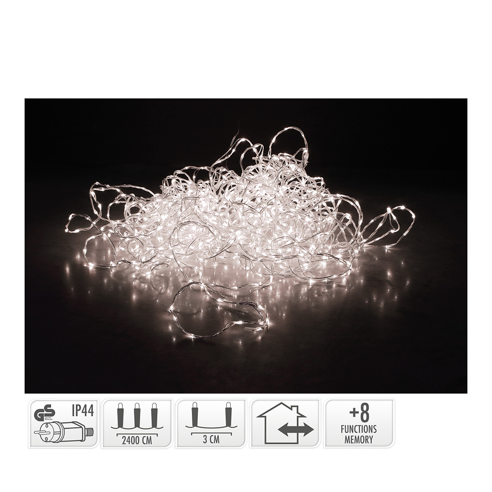 ULT. UNIDADES GUIRNALDA SOFT WIRE 800 LEDS BLANCO CÁLIDO 8 FUNCIONES 27m