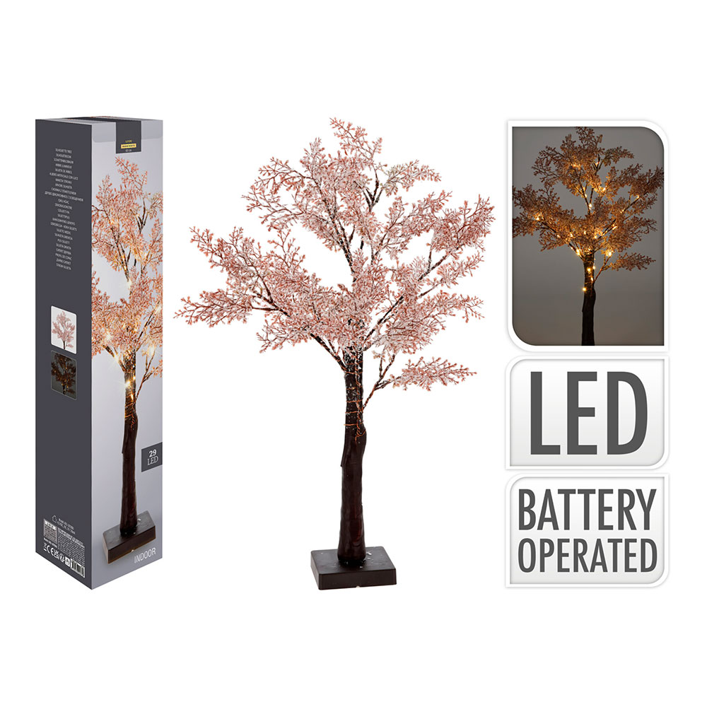 ARBOL FLORES ROSAS CON 29 LED 60cm