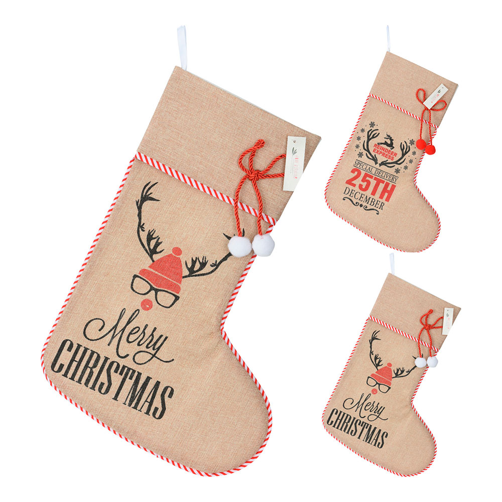 ULT. UNIDADES CALCETIN DECORATIVO SACO NAVIDEÑO 58cm.