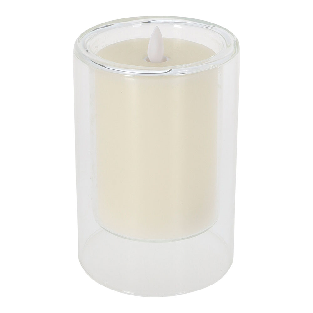 ULT. UNIDADES VELA LED EN VASO CRISTAL EFECTO FUEGO REAL