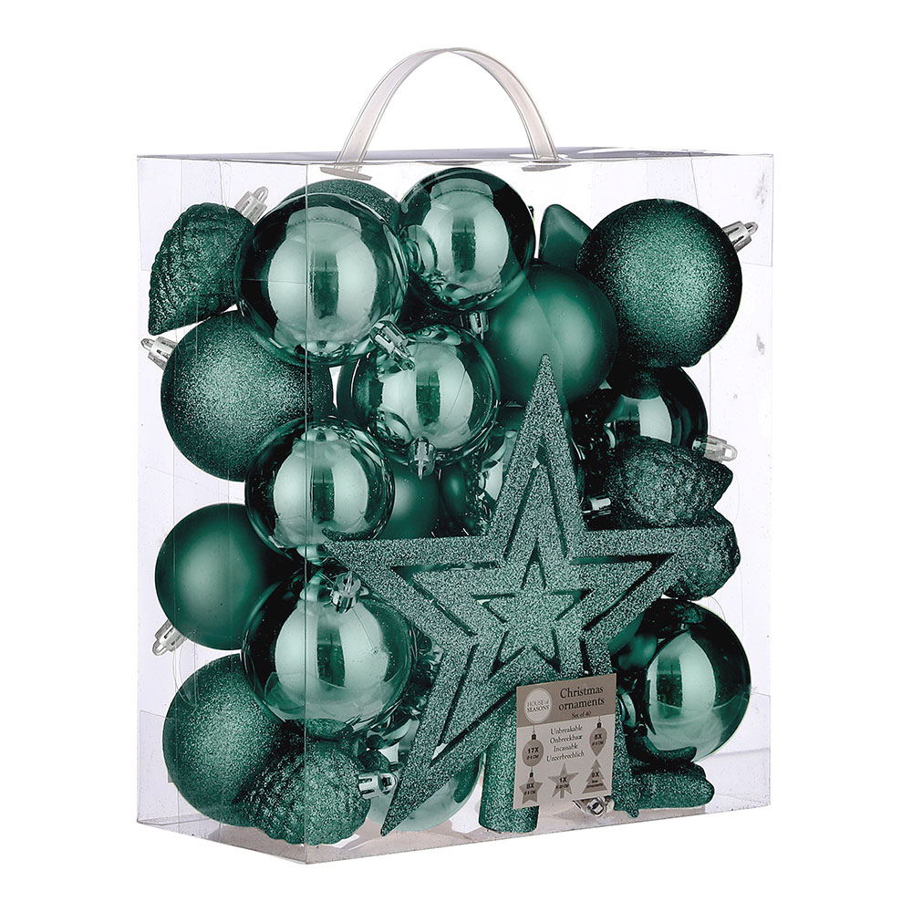 ULT. UNIDADES PACK 40 BOLAS DECORATIVAS PARA ÁRBOL DE NAVIDAD COLOR AZUL