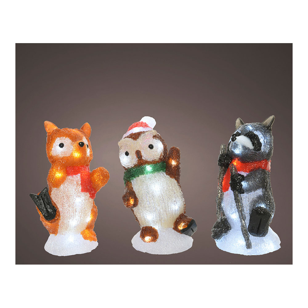 ULT. UNIDADES FIGURAS DE ANIMALES ACRILICAS LED PARA EXTERIOR 13x10x24cm 20 LEDS MODELOS SURTIDOS