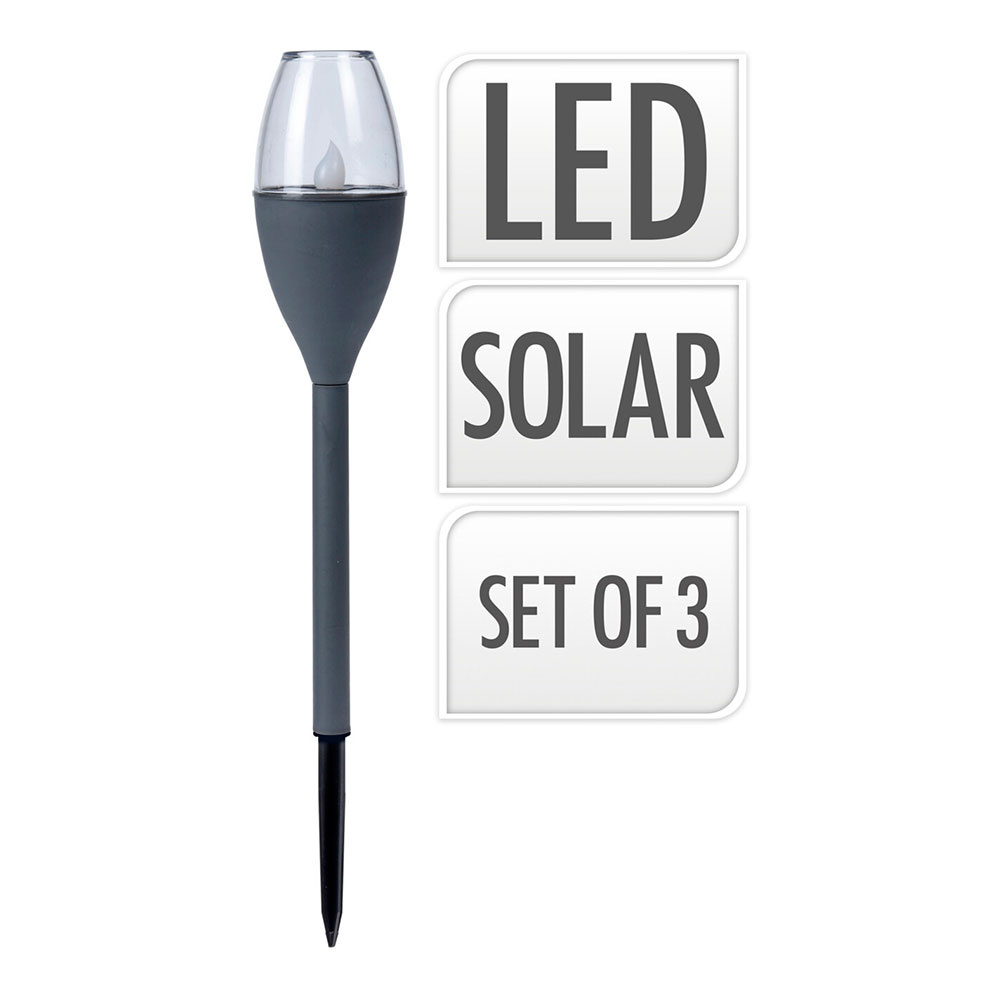 SET 3 LAMPARAS SOLARES COLOR GRIS