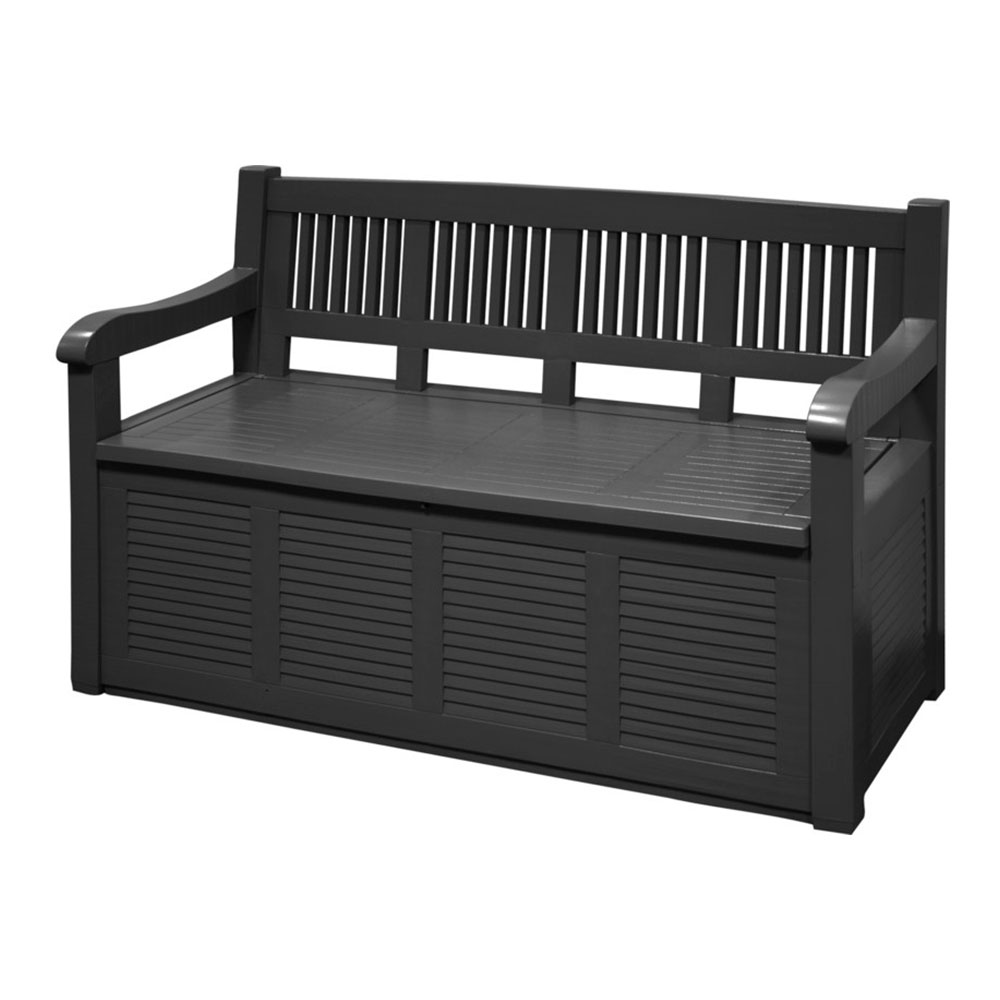 BANCO DE JARDIN CON CAJÓN DE ALMACENAJE 280l COLOR: GRIS OSCURO 130x60x85cm MODELO: SALZBURG