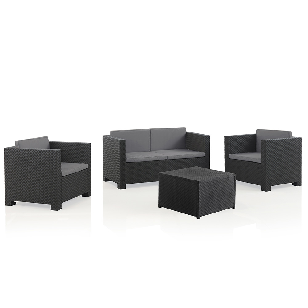 CONJUNTO DE JARDIN/TERRAZA DE 2 SILLONES+1 SOFA+1 MESA.  DIVA TROPEA GRAFIT SP BERNER