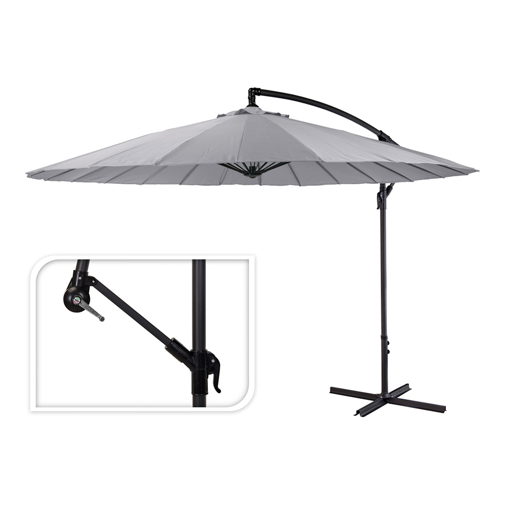 PARASOL EXCENTRICO ALTURA MAXIMA 3m Ø300cm COLOR: GRIS CLARO