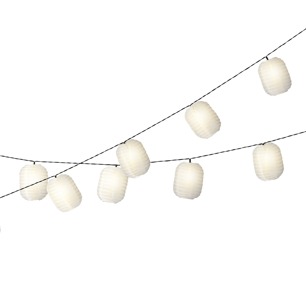 ULT. UNIDADES GUIRNALDA SOLAR CILINDROS BLANCOS 10 LEDS 7,5m