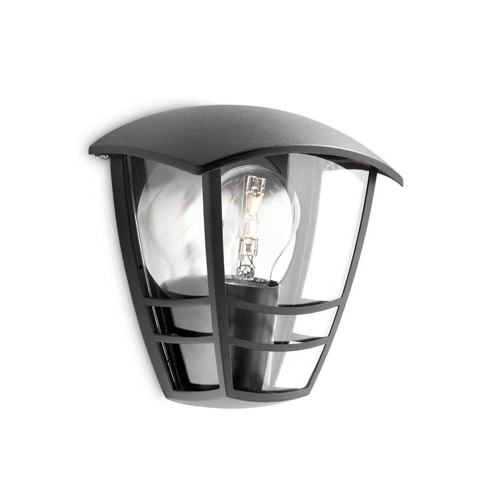APLIQUE EXTERIOR PARED PLANO 1X60W NEGRO MOD. CREEK PHILIPS