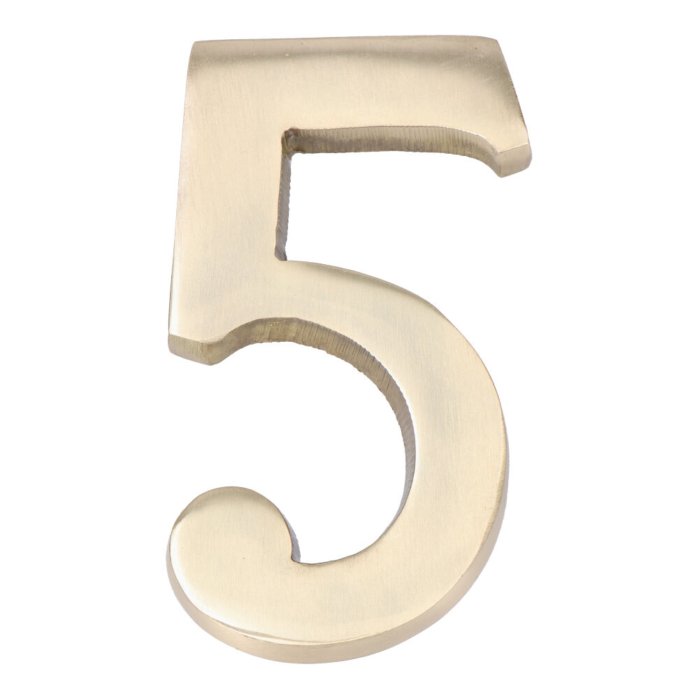 NUMERO 5 LATON PULIDO 10cm FIJACION INVISIBLE EDM
