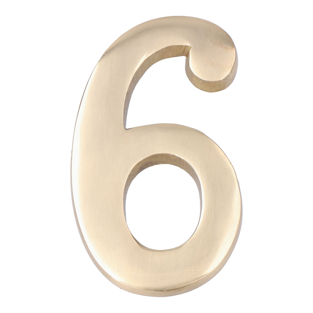 NUMERO 6 LATON PULIDO 10cm FIJACION INVISIBLE EDM