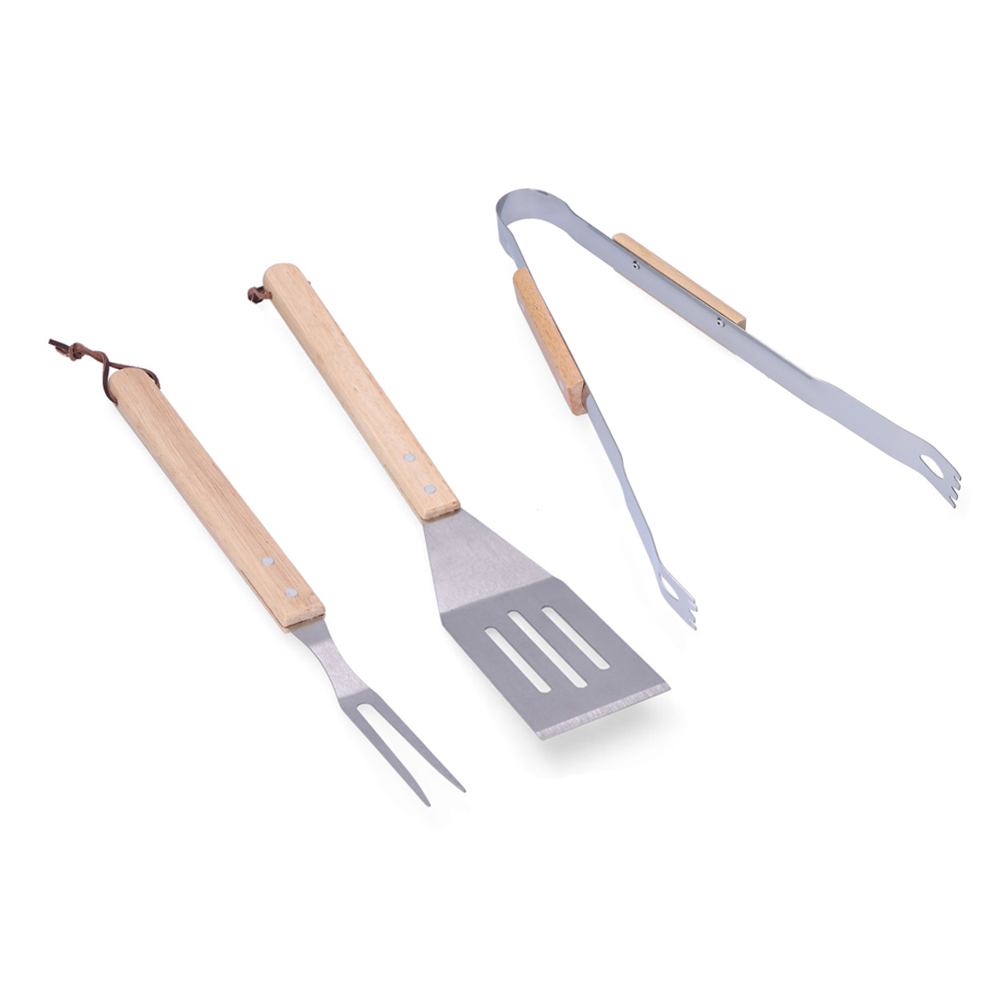 SET 3 UTENSILIOS PARA BARBACOA MADERA/ACERO INOX EDM
