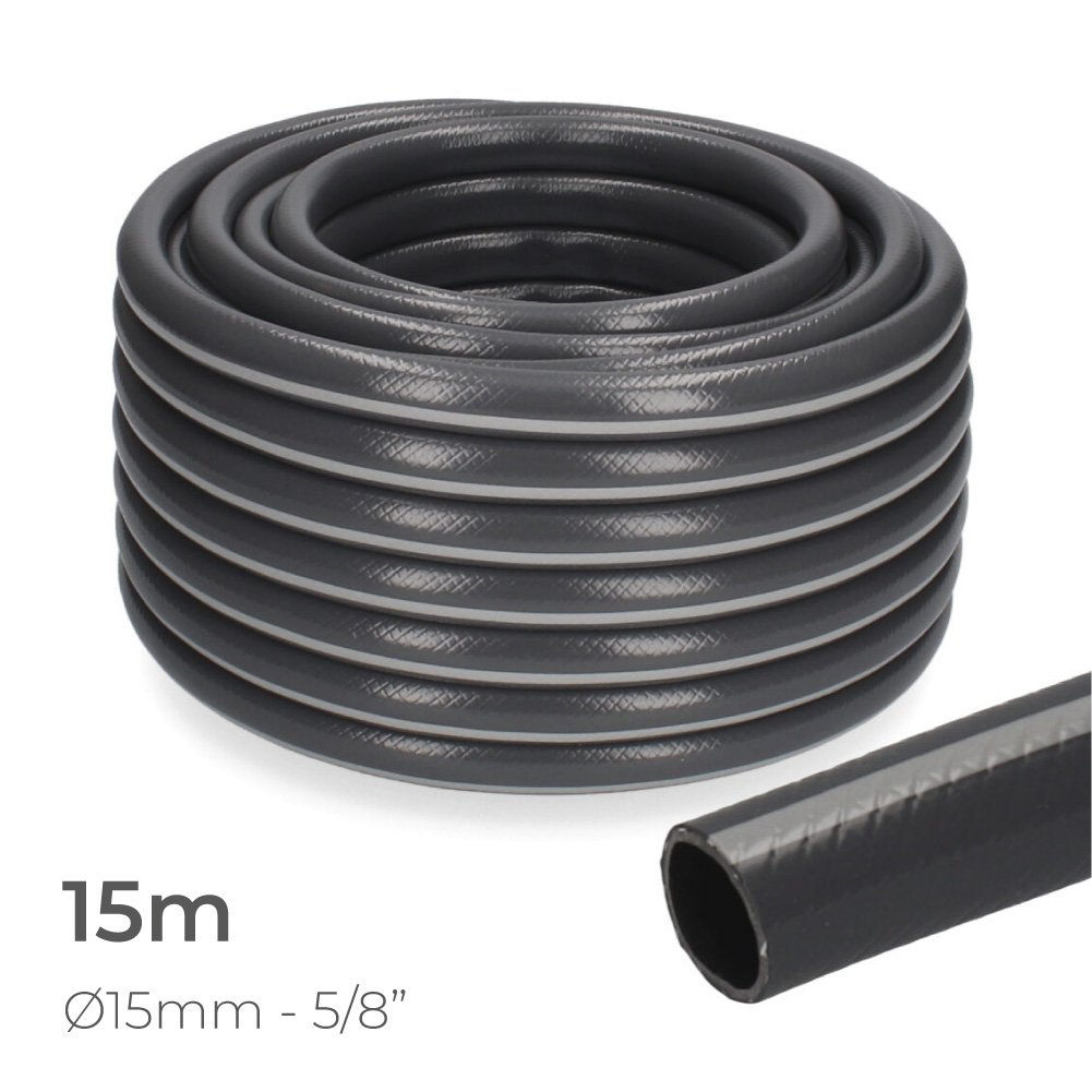 ULT. UNIDADES MANGUERA JARDIN ECOLIGHT PCV Ø INTERIOR 15mm, Ø EXTERIOR 20mm (5/8") ROLLO 15m. EDM