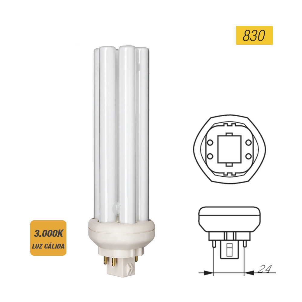 BOMBILLA BAJO CONSUMO LYNX TE FSD 42W 830K GX24q-4pin LUZ CALIDA 16cm PHILIPS