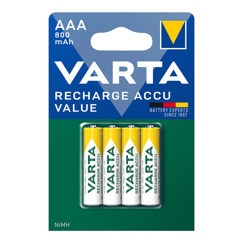 PILA VARTA RECARGABLE  ACCU AAA - LR03 800mA (BLISTER 4 UNID)  Ø10,5x44,5mm