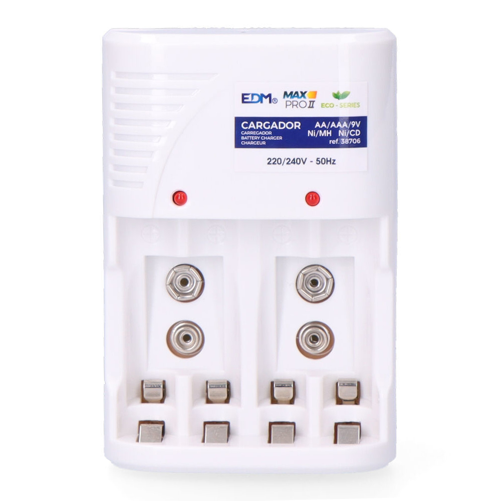 CARGADOR DE PILAS PARA: 4 PILAS AA - AAA - 9V 220-240V 50Hz   (SIN PILAS)