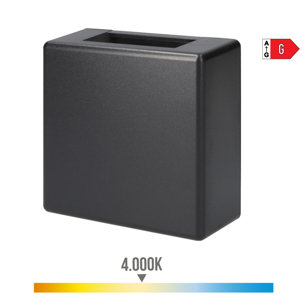 APLIQUE LED 3W 85lm 4000K LUZ DIA IP65 12x12x5cm CUADRADO 2 PROYECCIONES EDM