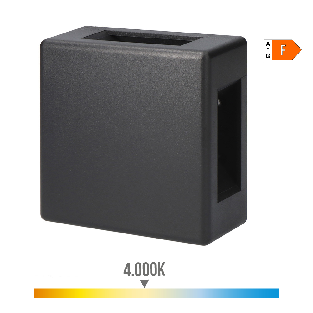 APLIQUE LED 6W 130lm 4000K LUZ DIA CUADRADO IP65 12x12x5cm 4 PROYECCIONES EDM