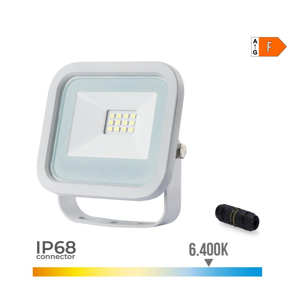 FOCO PROYECTOR LED 10W 700lm 6400K LUZ FRIA 9,2x2,7x8,1cm BLANCO EDM