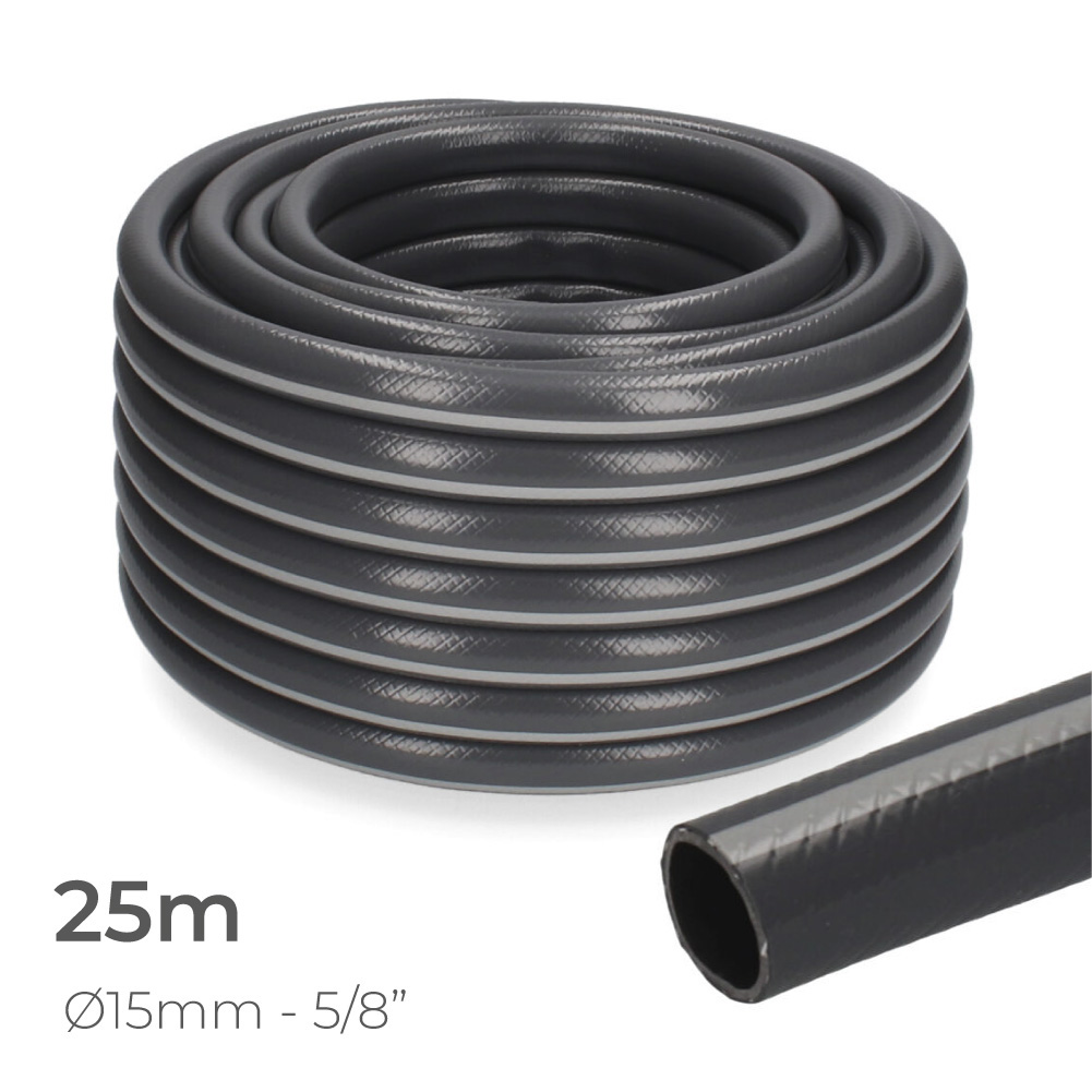 ULT. UNIDADES MANGUERA JARDIN ECOLIGHT PCV Ø INTERIOR 15mm, Ø EXTERIOR 20mm (5/8") ROLLO 25m. EDM