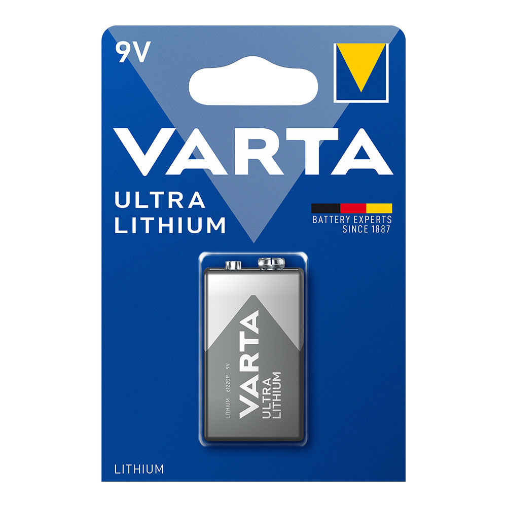 PILA VARTA ULTRA LITHIUM 9V - 6LR61 (BLISTER 1 UNID)  26,5x17,5x48,5mm