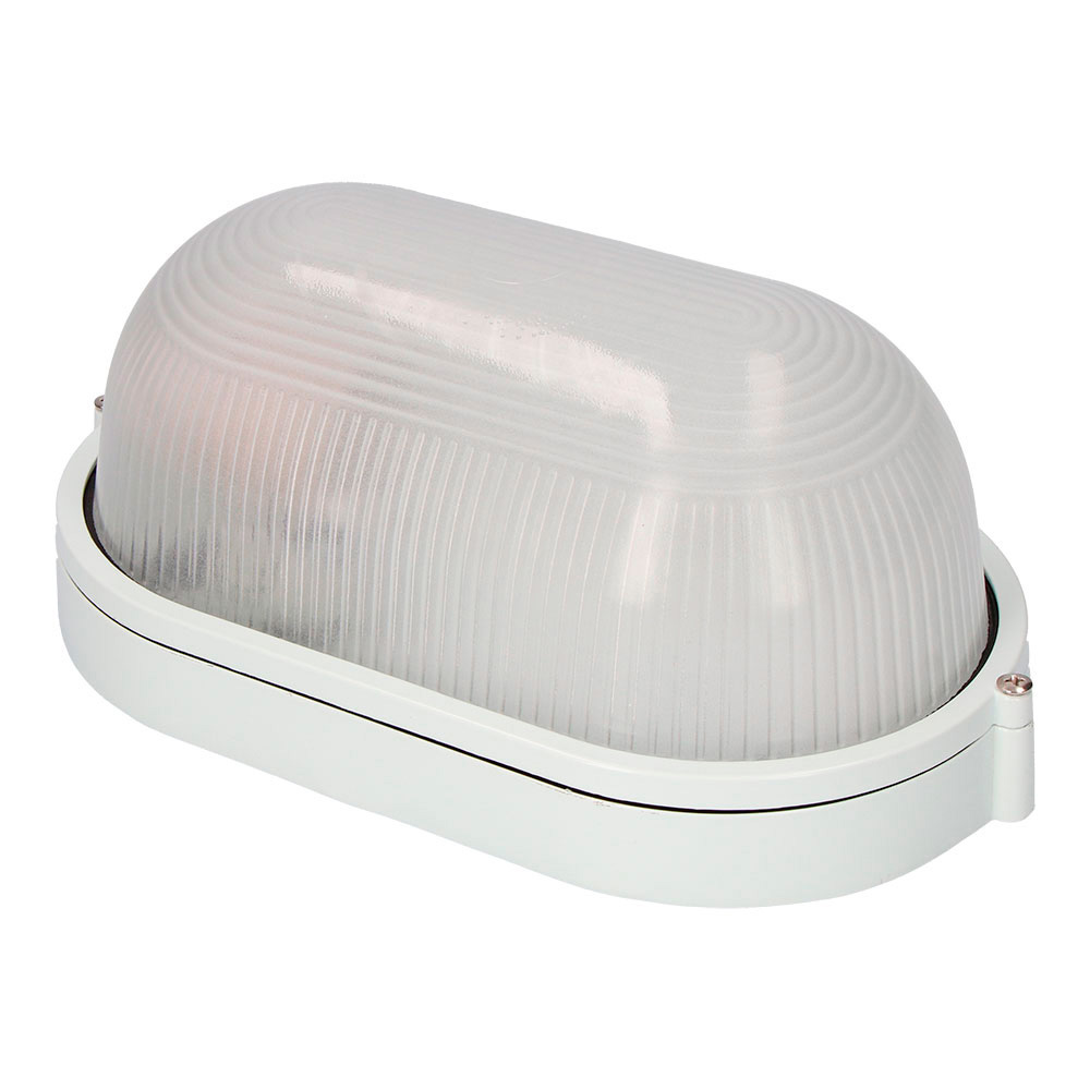 APLIQUE DE ALUMINIO IP54 OVAL. COLOR BLANCO 1xE27 100W  15,5x28x12,1cm MODELO CAMBRILS EDM