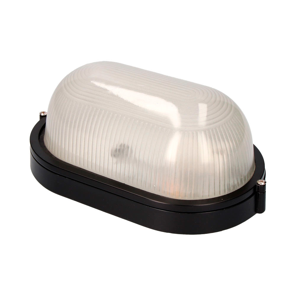 APLIQUE DE ALUMINIO IP54 OVAL. COLOR NEGRO 1xE27 100W  15,5x28x12,1cm MODELO CAMBRILS EDM