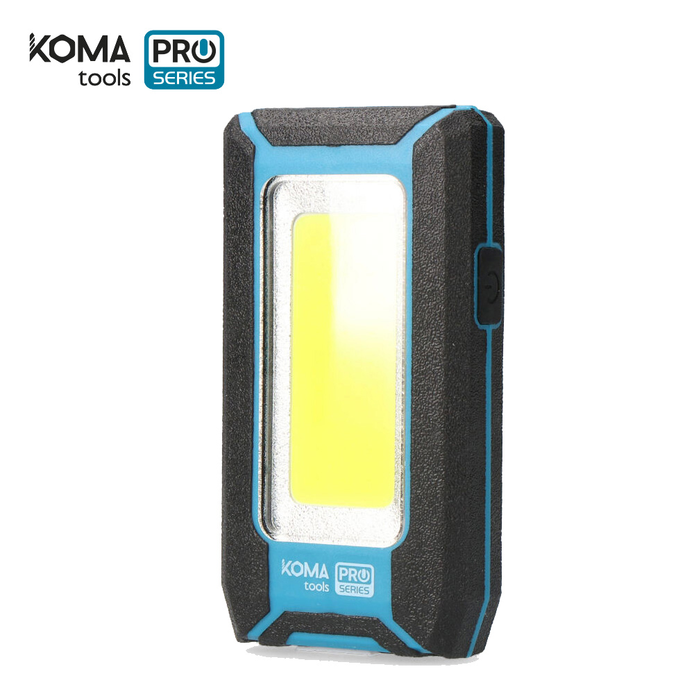 LINTERNA LED COB 8W 500lm PROFESIONAL. RECARGABLE CON USB. CON GANCHO + IMAN FUNCION POWER BANK. INCLUYE CABLE DE CARGA. KOMA TOOLS