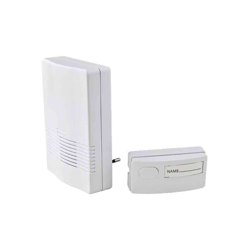 TIMBRE SIN HILOS PULSADOR Y RECEPTOR A RED 230V (50-80m)