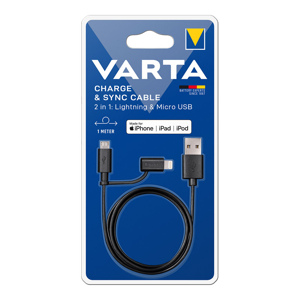 CABLE CARGADOR VARTA 2 EN 1 USB