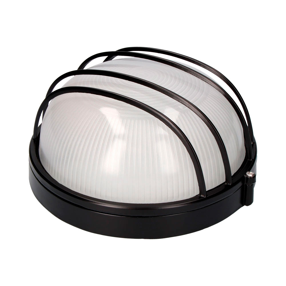 APLIQUE DE ALUMINIO IP54 REDONDO. COLOR NEGRO 1xE27 100W Ø23,8x11cm  MODELO VINYOLS EDM