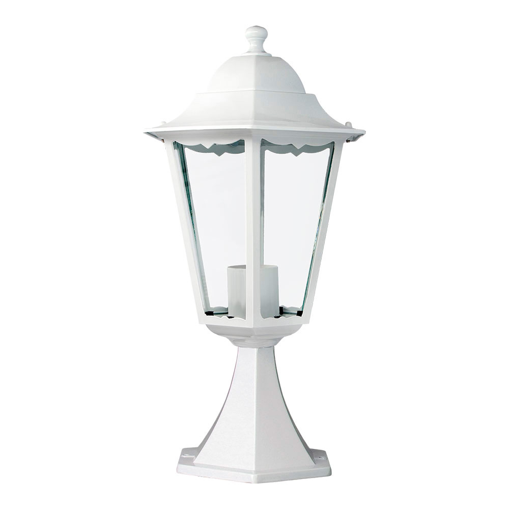 ULT. UNIDADES FAROL DE ALUMINIO Y CRISTAL PARA MURO IP44 E27 100W COLOR BLANCO Ø22x43,7cm MODELO MARSELLA EDM