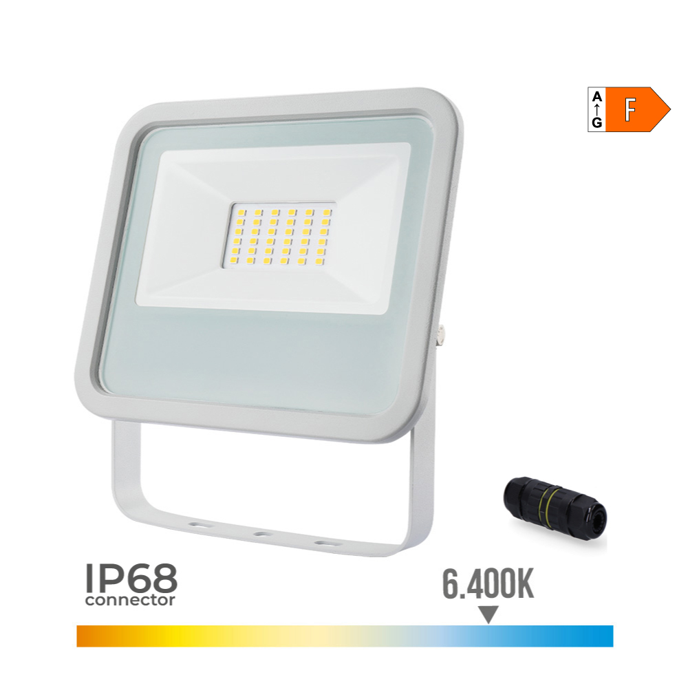 FOCO PROYECTOR LED 30W 2100lm 6400K LUZ FRIA 15,8x2,9x13,5cm BLANCO EDM