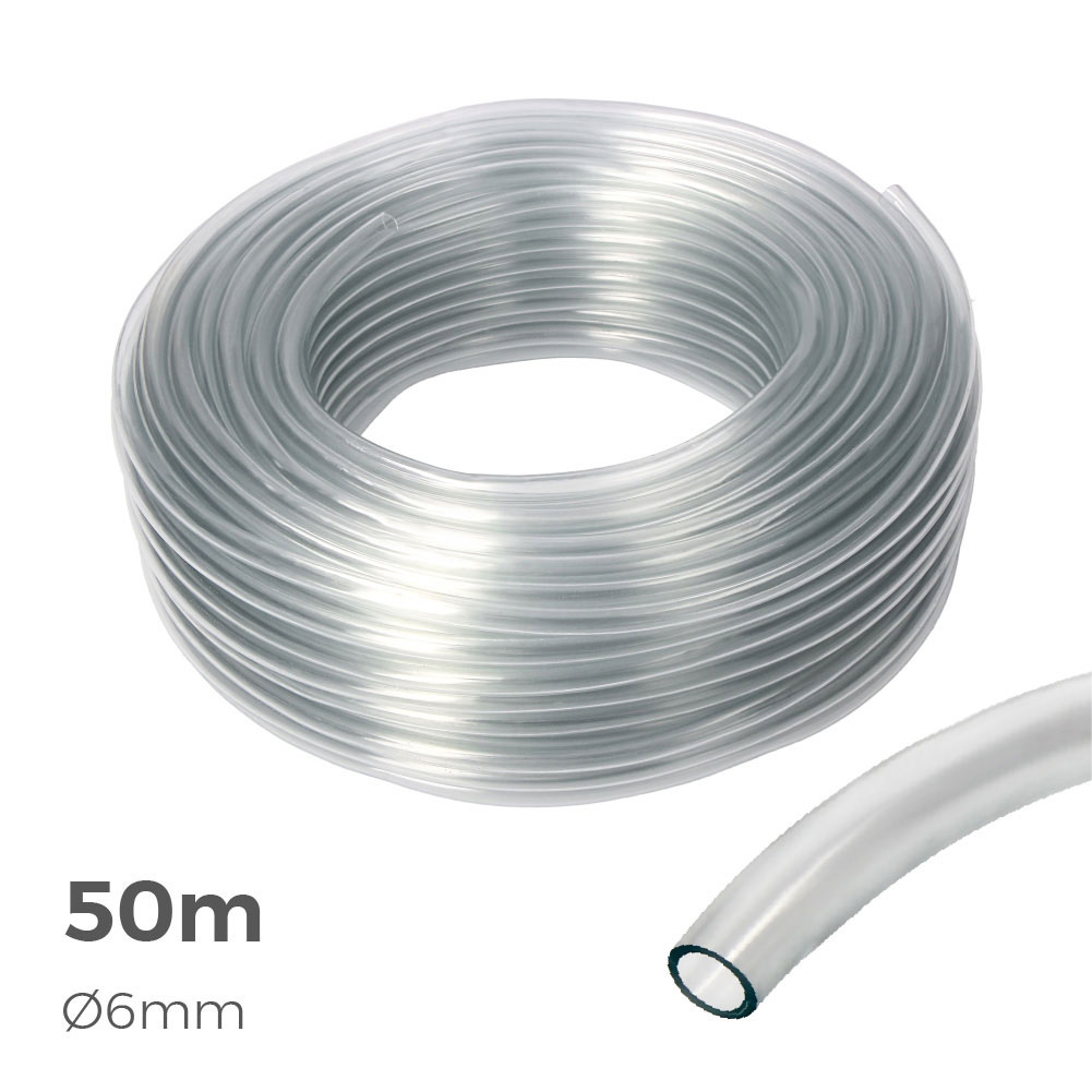 MANGUERA CRISTAL TRANSPARENTE Ø INTERIOR 6mm Ø EXTERIOR 8mm ROLLO 50m